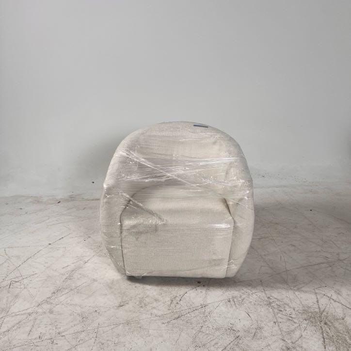 Brand New Stylus Reef swivel Chair. White boucle armchair