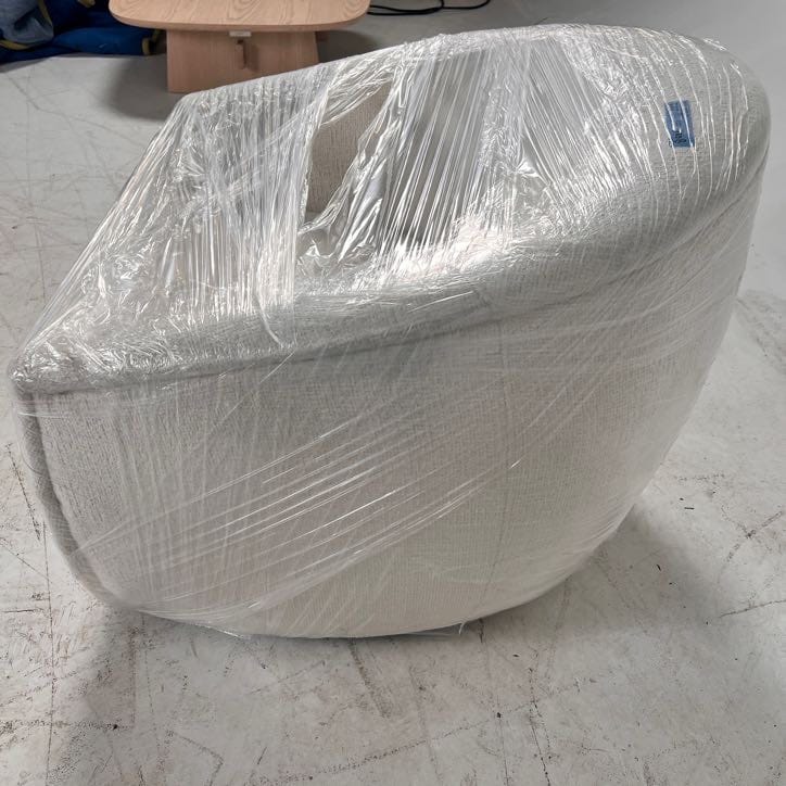 Brand New Stylus Reef swivel Chair. White boucle armchair
