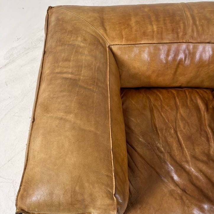 Restoration Hardware fulham aniline leather chair. Giant single seater sofa couch.