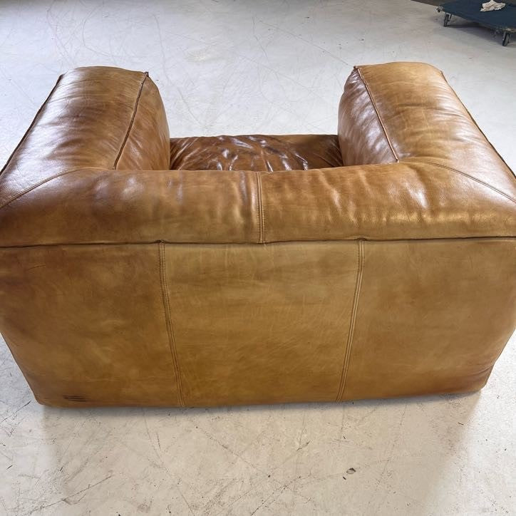 Restoration Hardware fulham aniline leather chair. Giant single seater sofa couch.