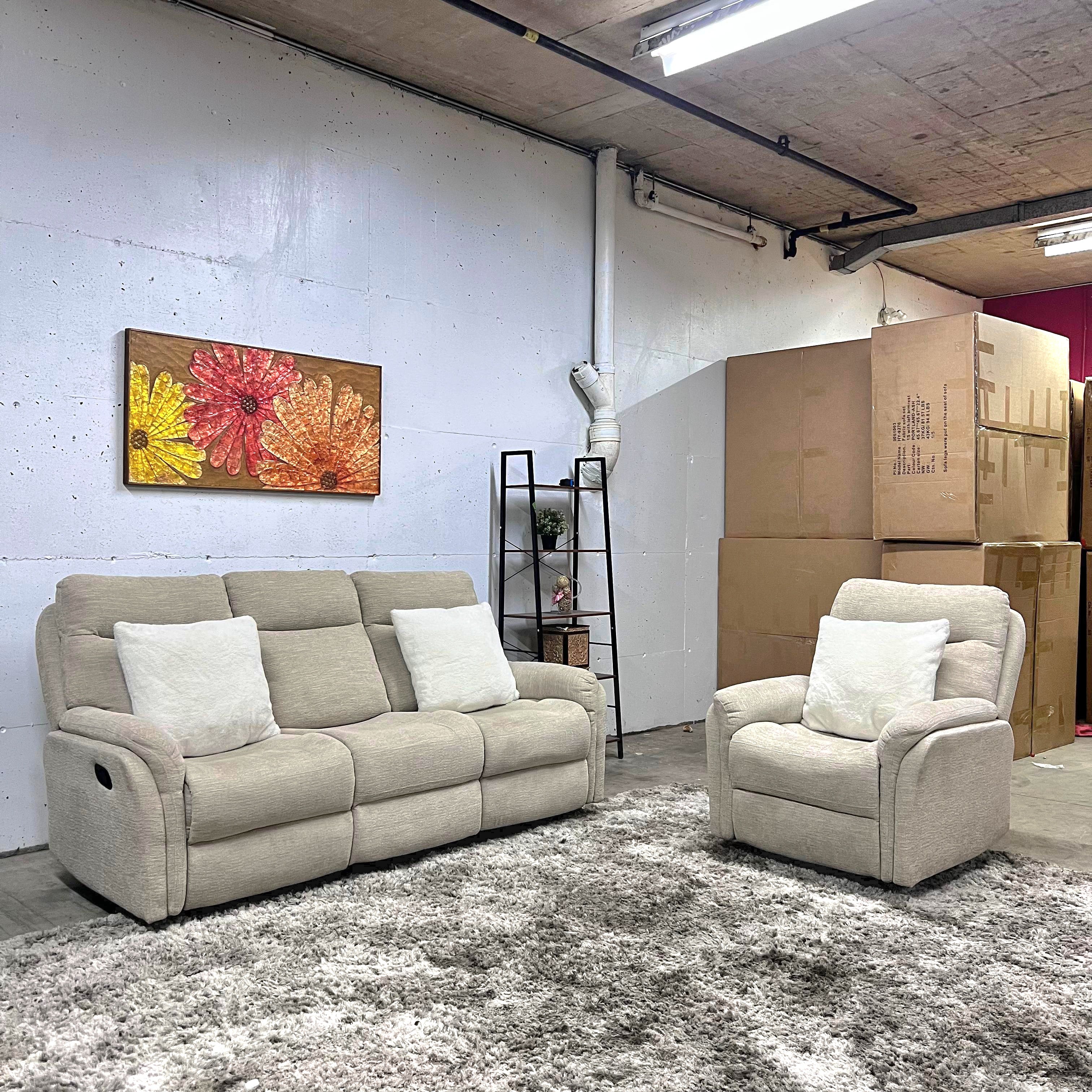 Manual recliner couch set from the brick. 3+1 sofa and armchair.