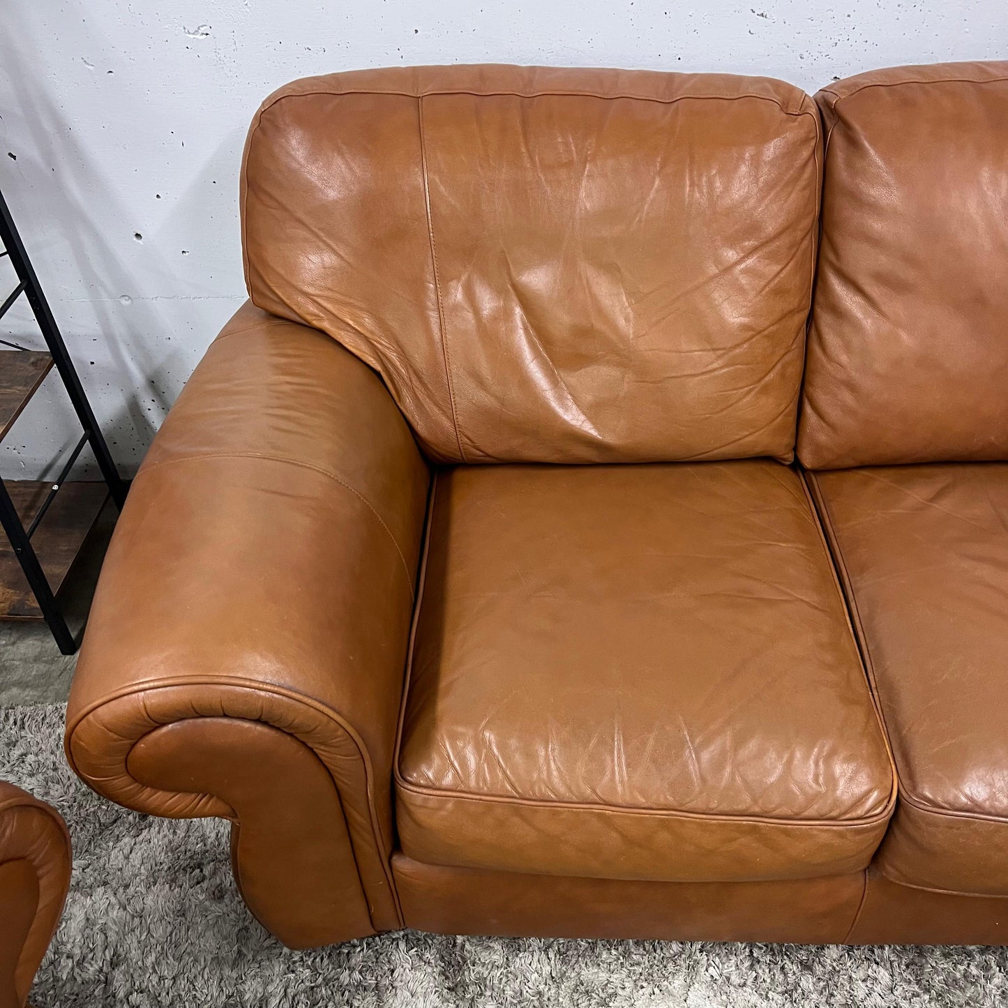 Lane furniture cognac sofa set.