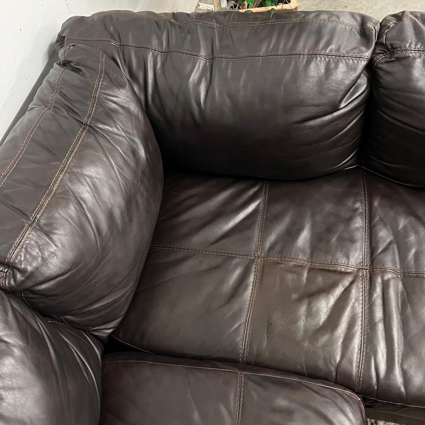 Jag's Furniture Real leather sectional. L shaped sofa couch.