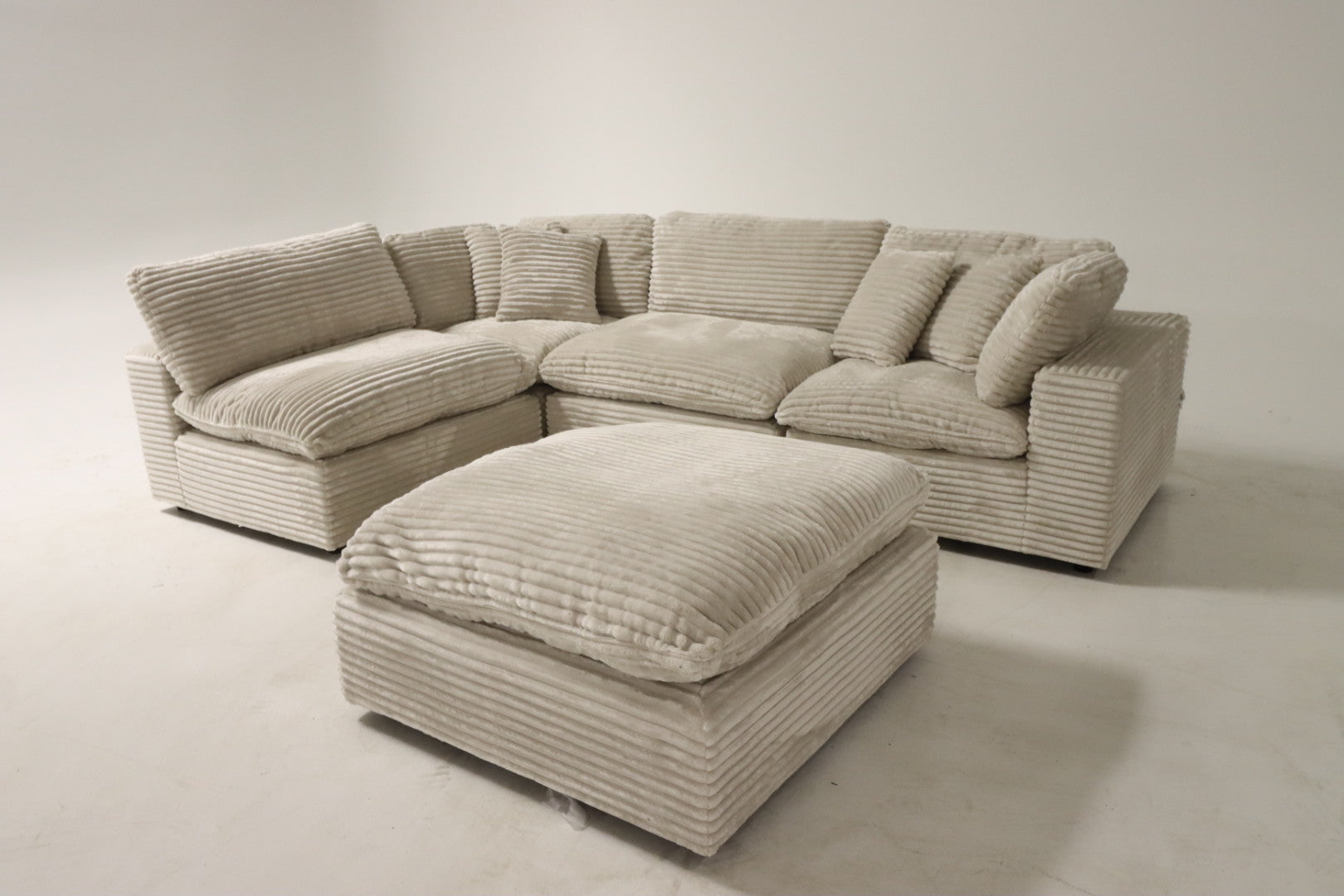 Cloud Modular Sectional – Beige Striped Corduroy