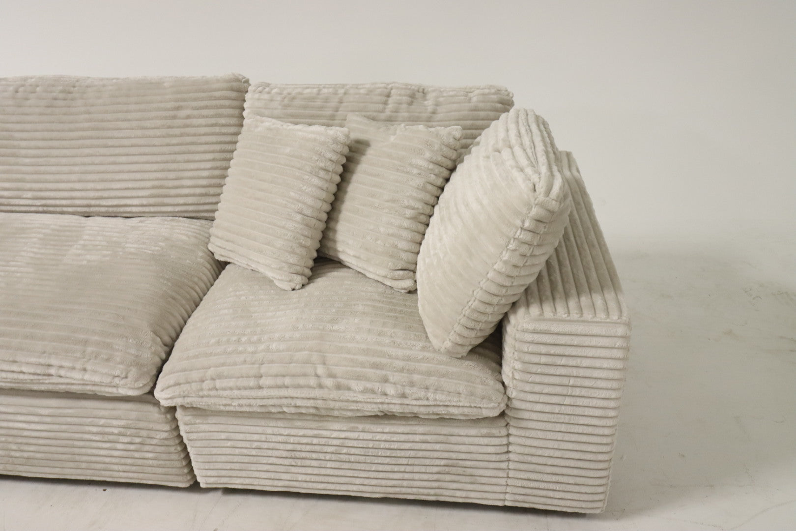 Cloud Modular Sectional – Beige Striped Corduroy