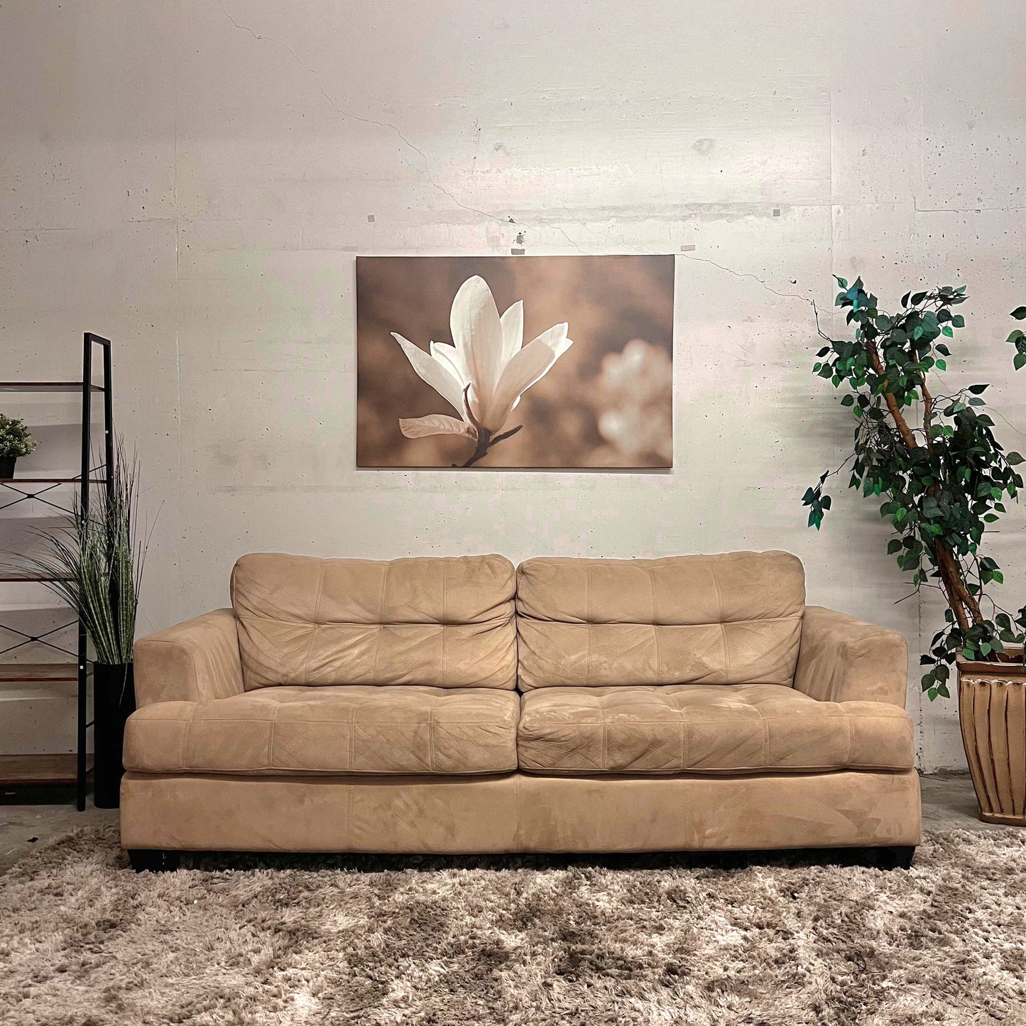 Suede sofa couch from the brick