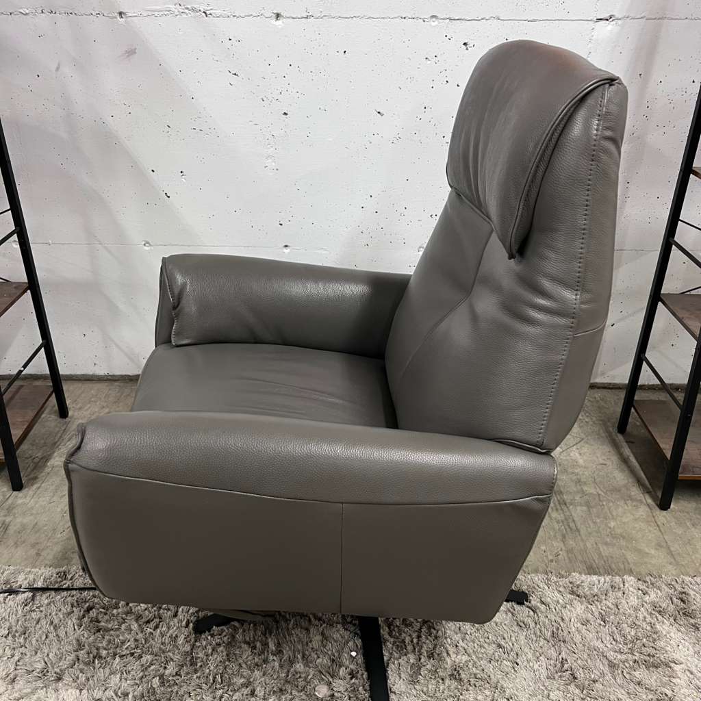 Power leather reclining chair. Real leather armchair.