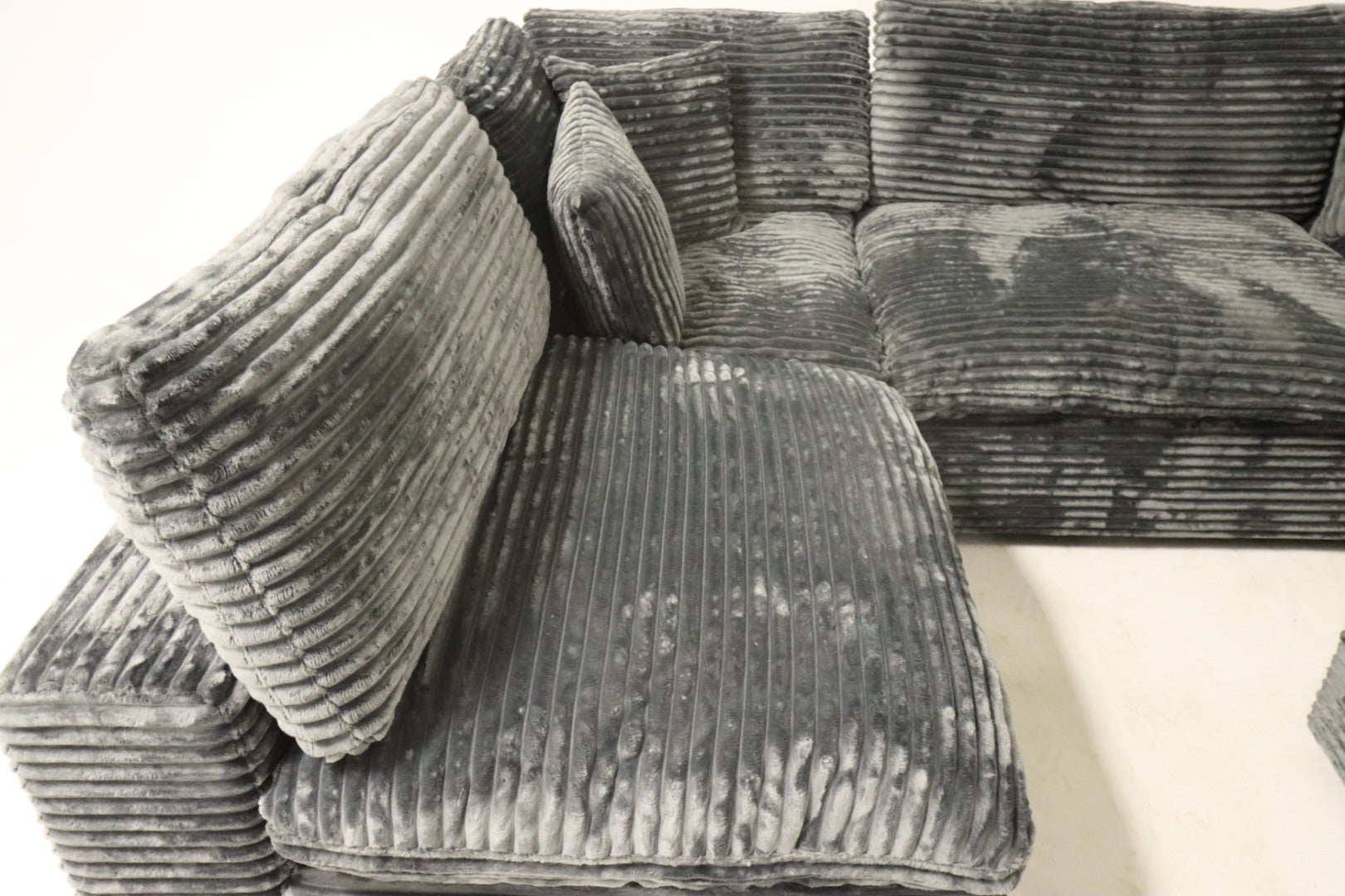 Cloud Modular Sectional – Dark Grey Striped Corduroy