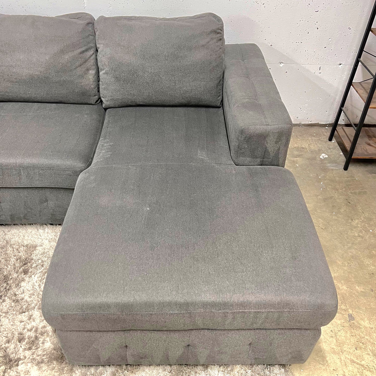 U shaped pull out sectional. Storage sofa couch