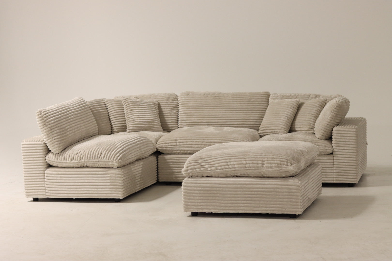 Cloud Modular Sectional – Beige Striped Corduroy