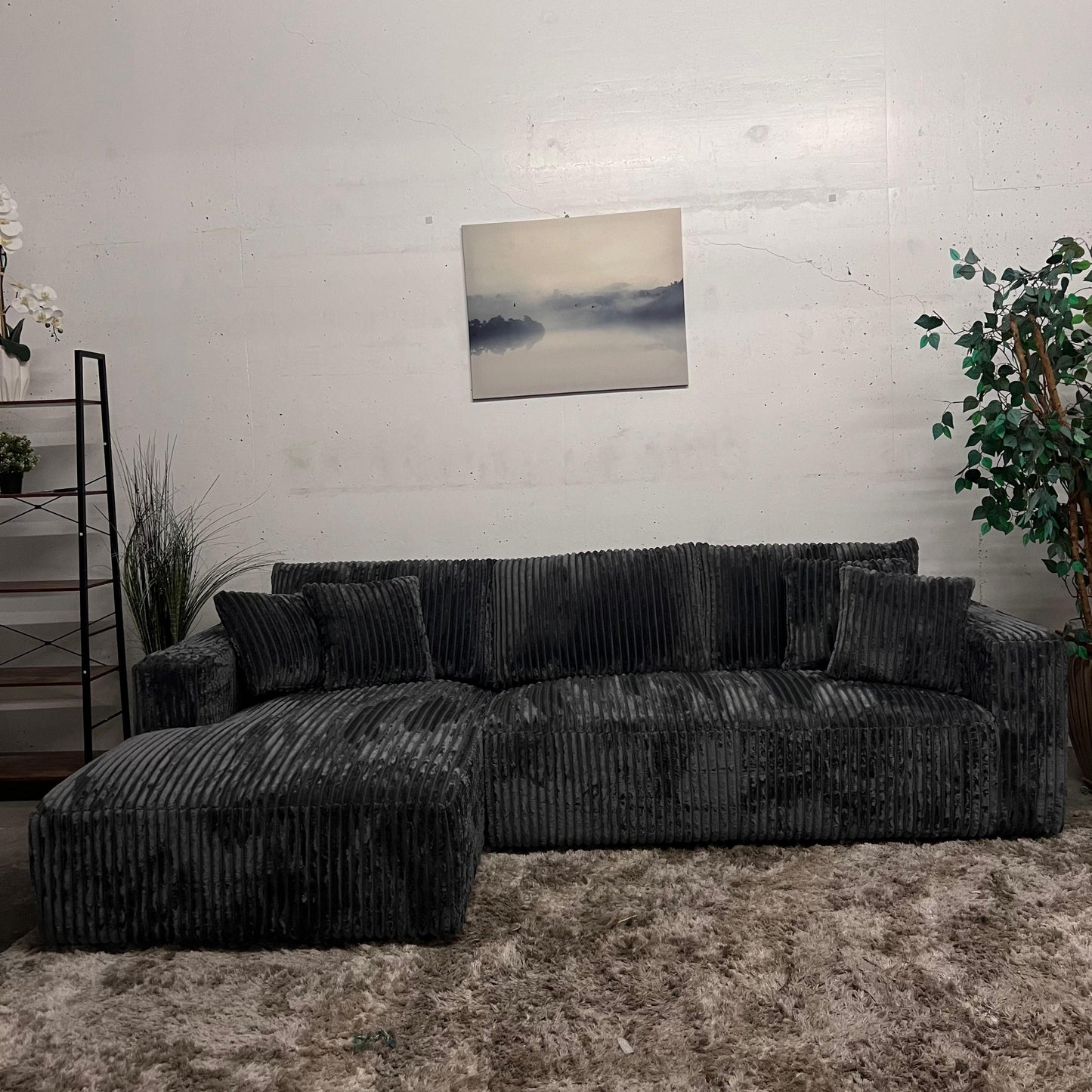 Casa Bella Italian sectional. Thick striped Corduroy