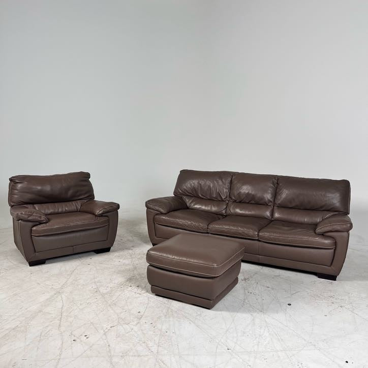 Natuzzi Editions full grain leather sofa set.