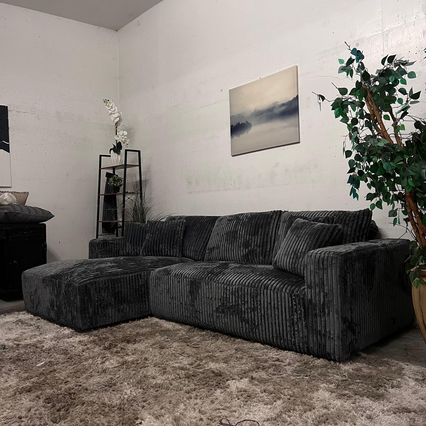 Casa Bella Italian sectional. Thick striped Corduroy