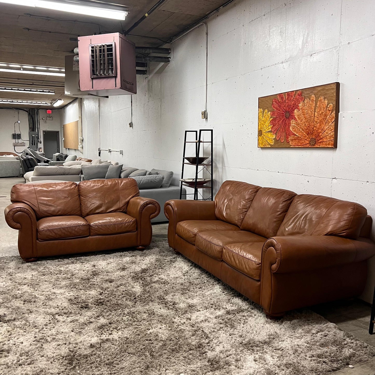 Lane furniture cognac sofa set.