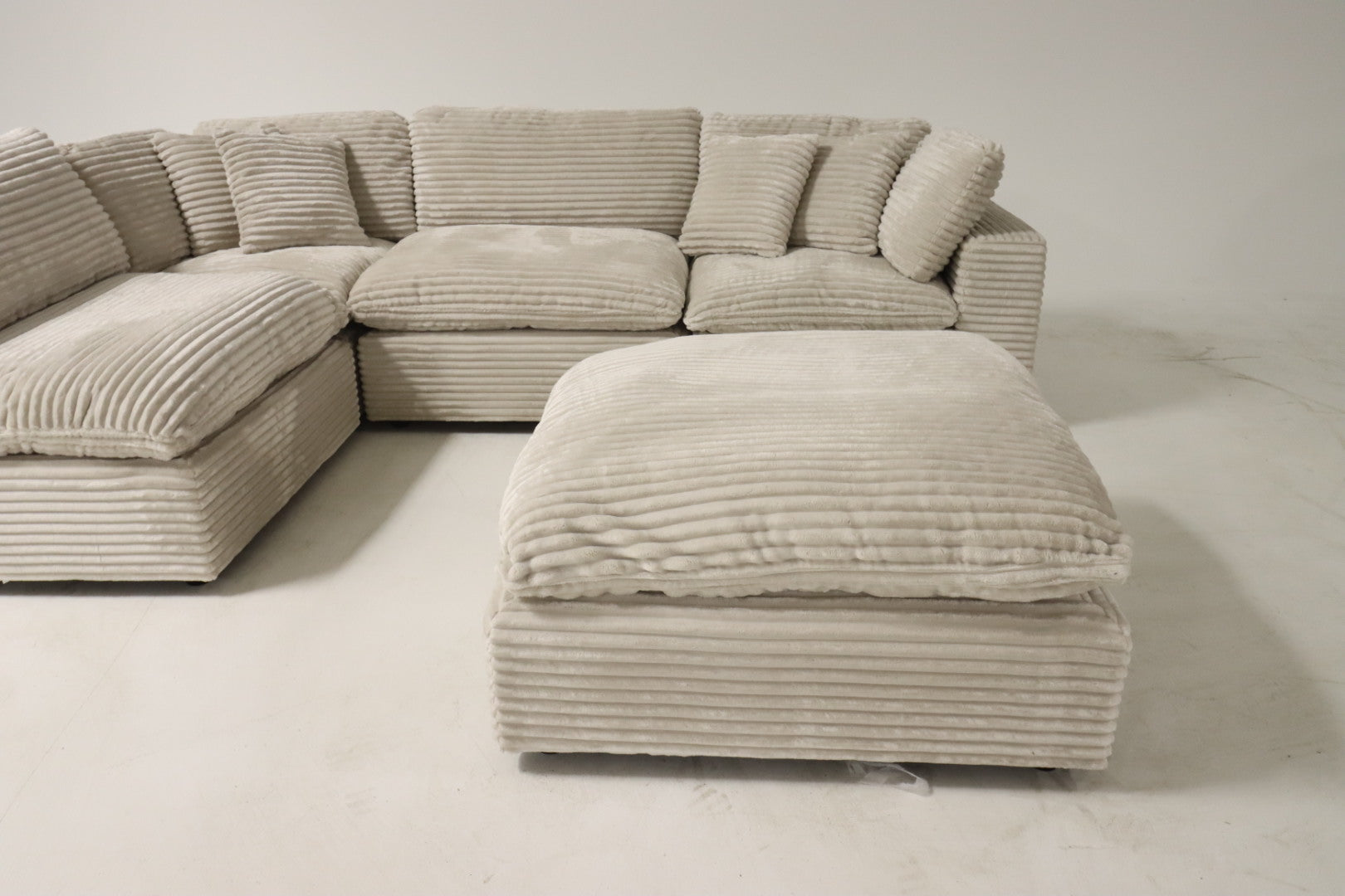 Cloud Modular Sectional – Beige Striped Corduroy