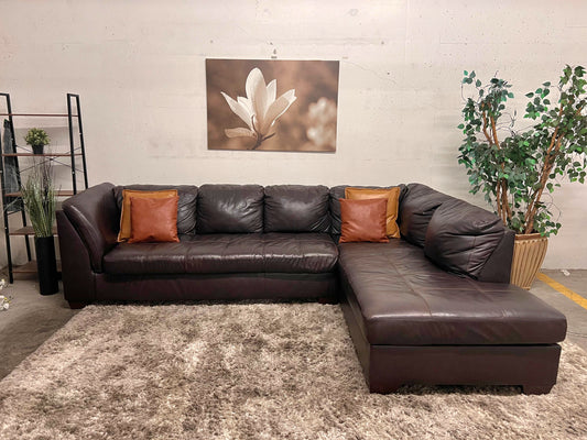 Jag's Furniture Real leather sectional. L shaped sofa couch.