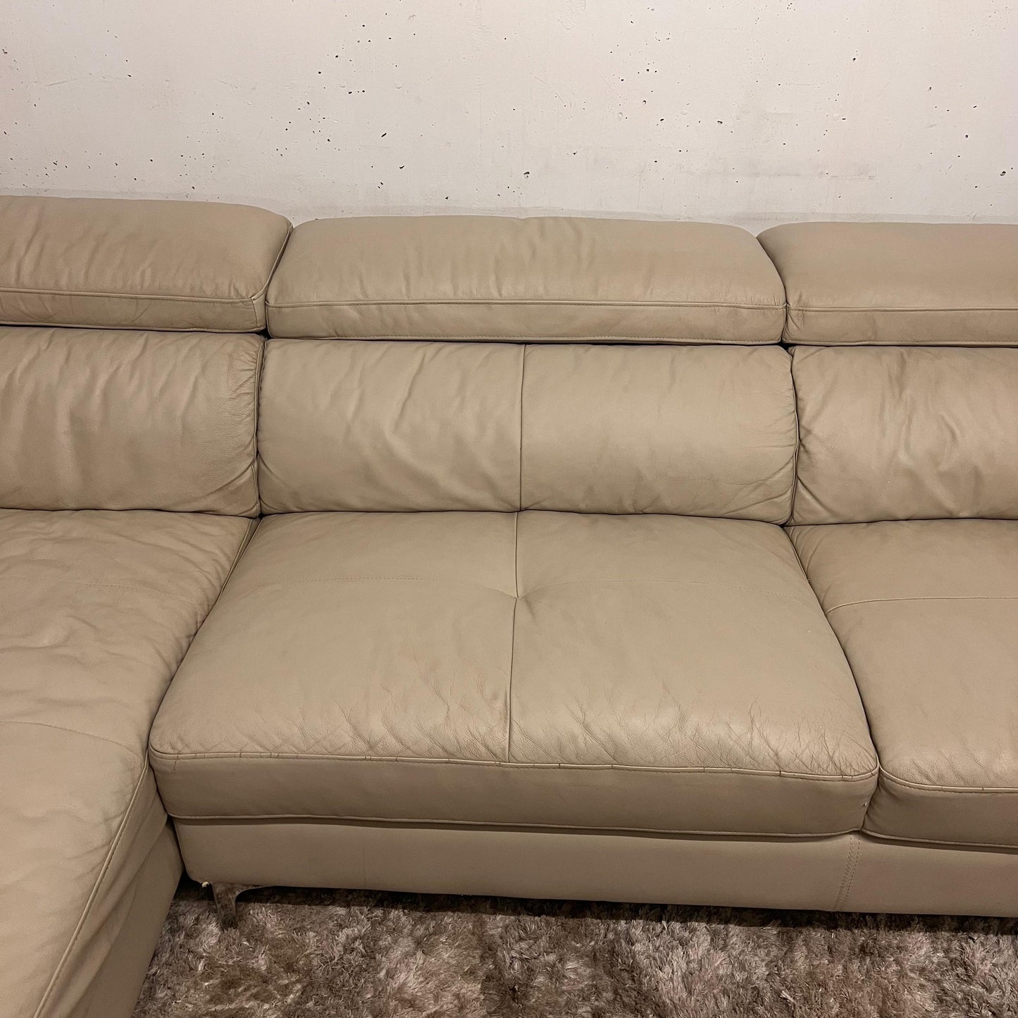 Moe's leather sectional. L Shaped sofa couch.