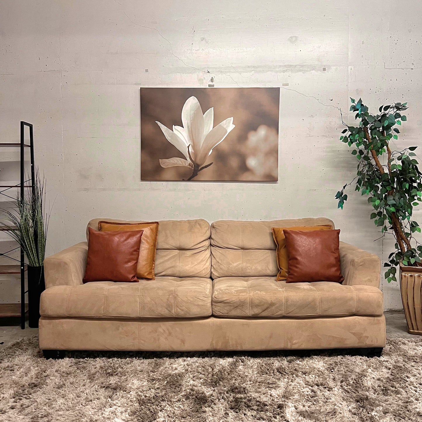 Suede sofa couch from the brick