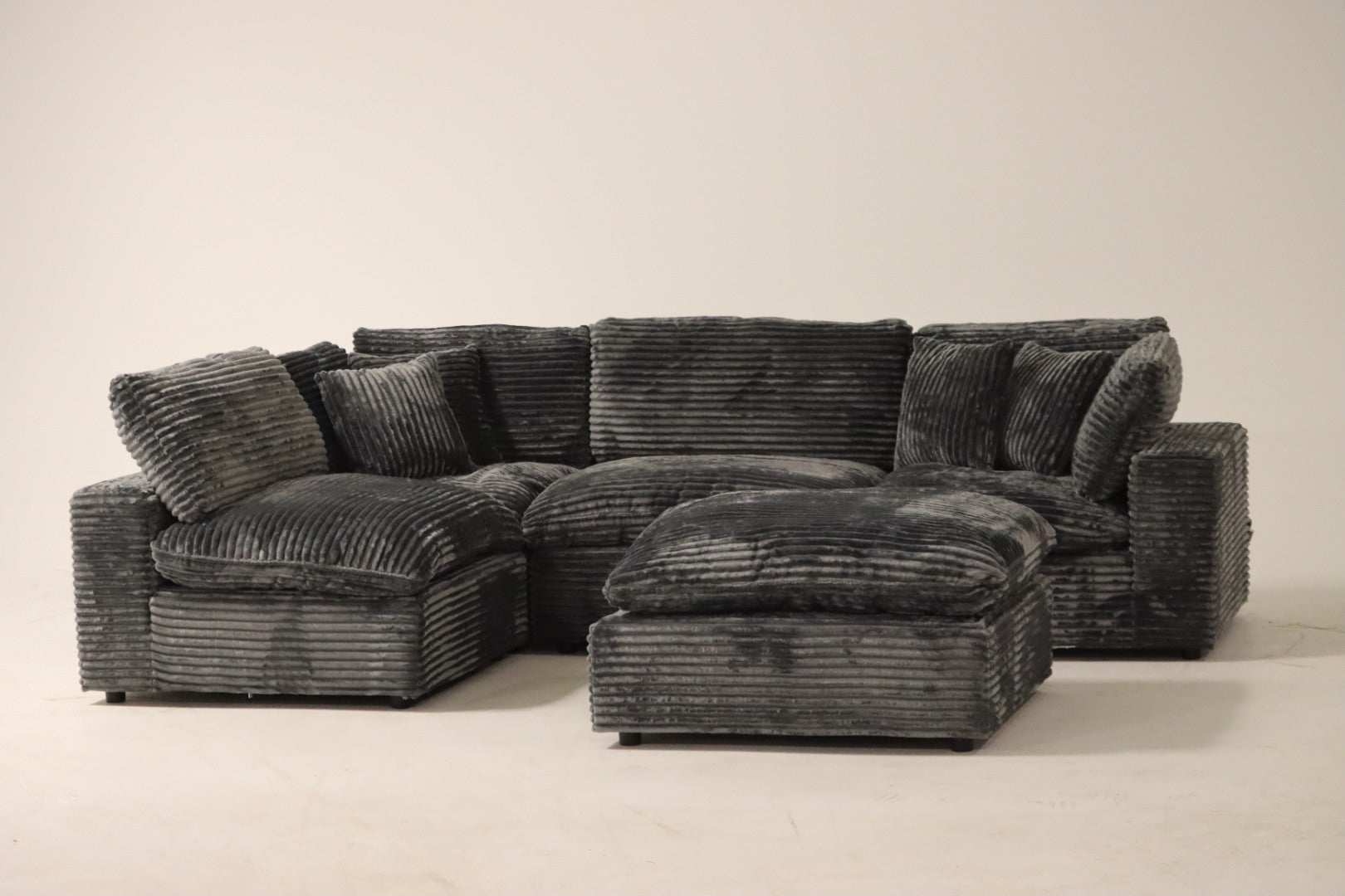 Cloud Modular Sectional – Dark Grey Striped Corduroy
