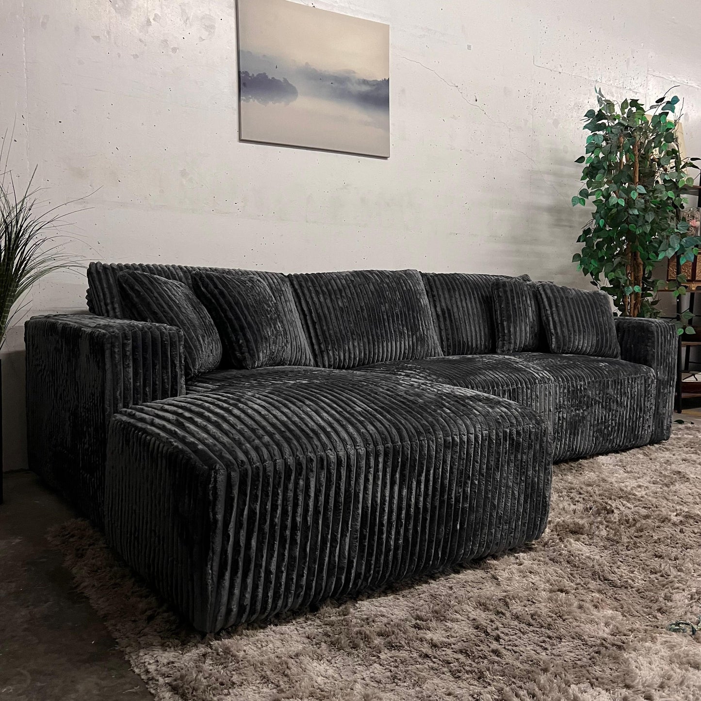 Casa Bella Italian sectional. Thick striped Corduroy