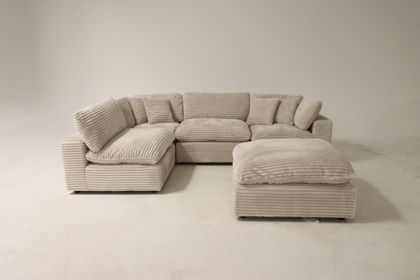Cloud Modular Sectional – Beige Striped Corduroy