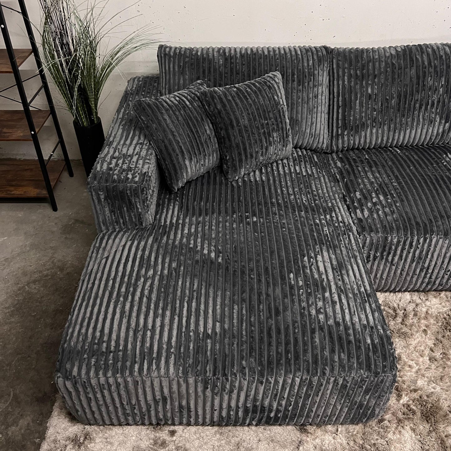 Casa Bella Italian sectional. Thick striped Corduroy