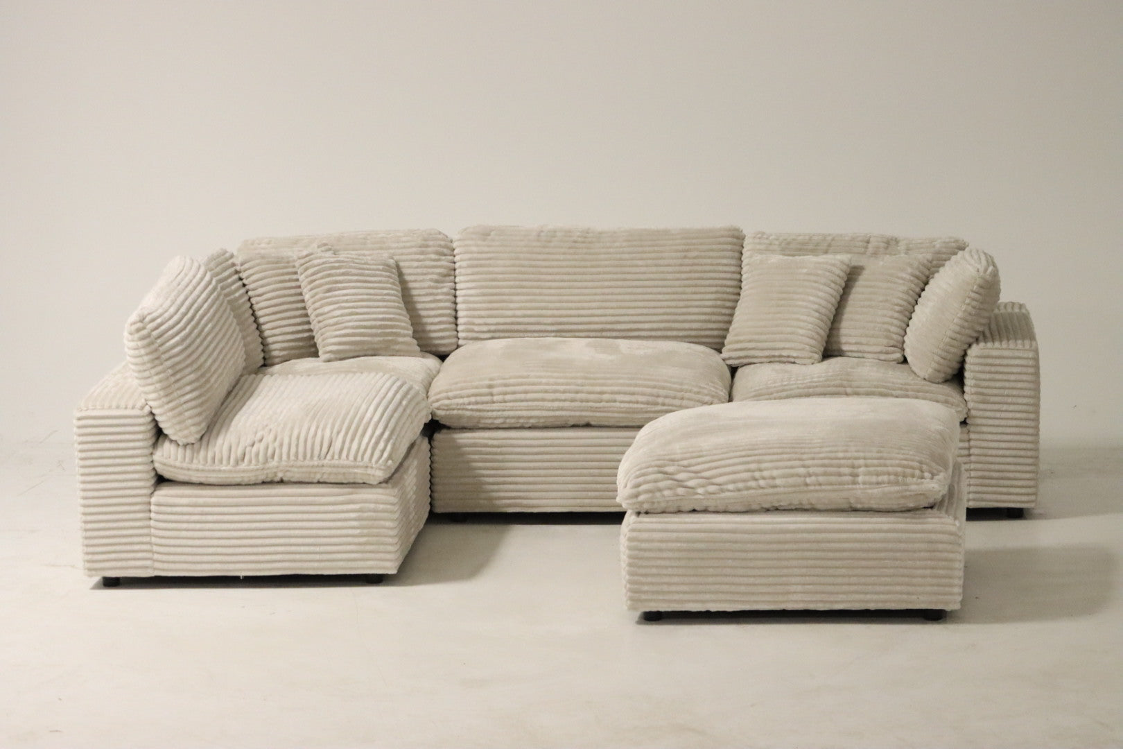 Cloud Modular Sectional – Beige Striped Corduroy