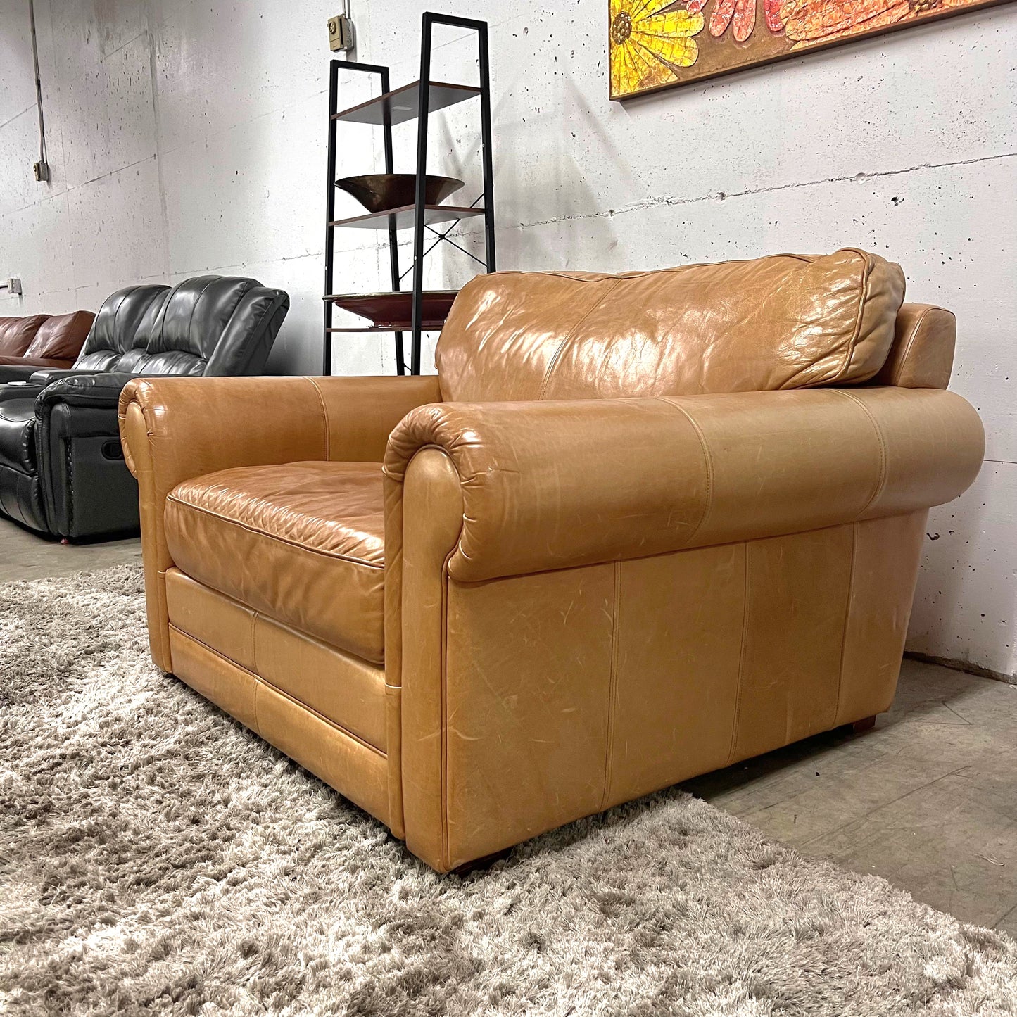 Legacy leather armchair. Cognac decorative chair
