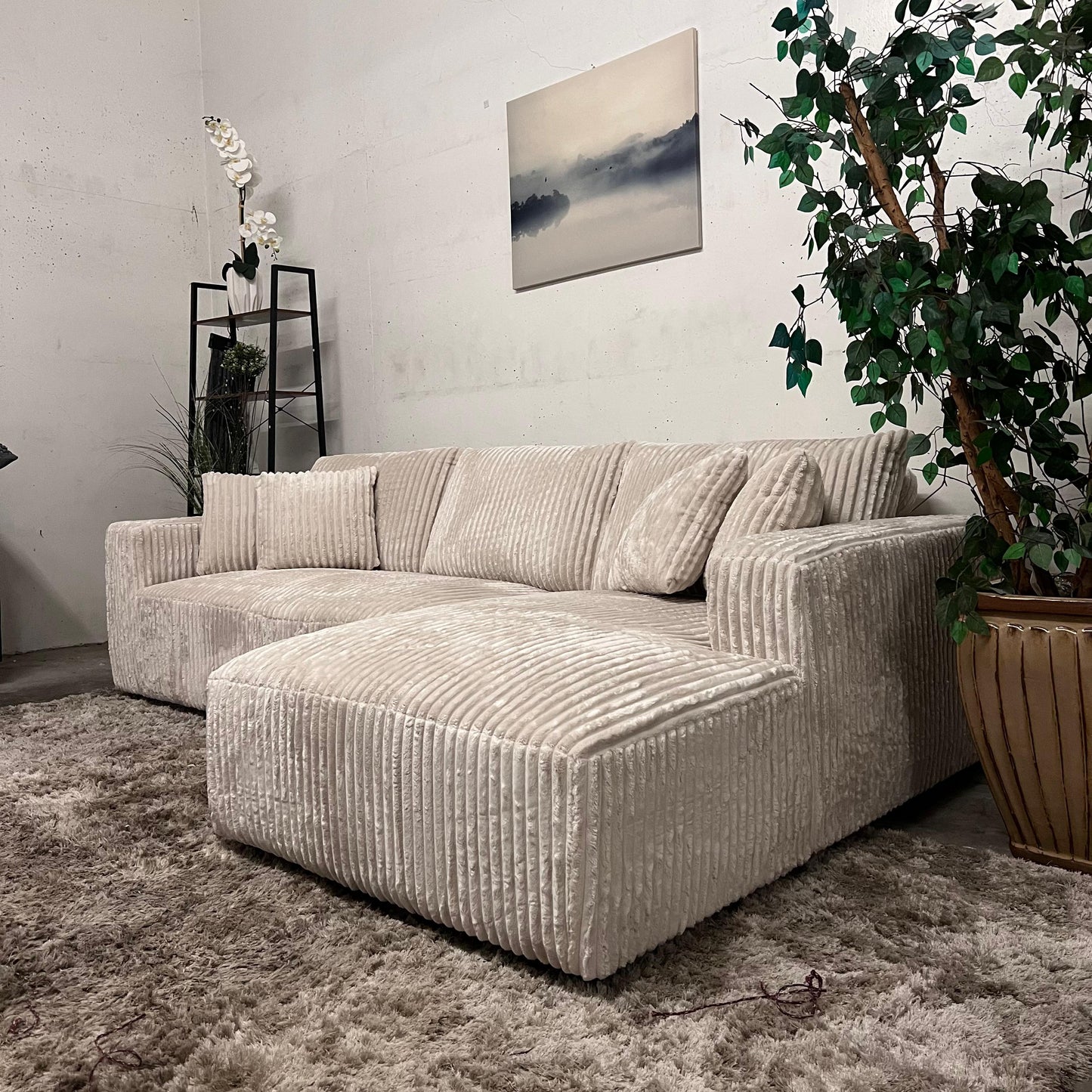 Casa bella thick striped corduroy sectional