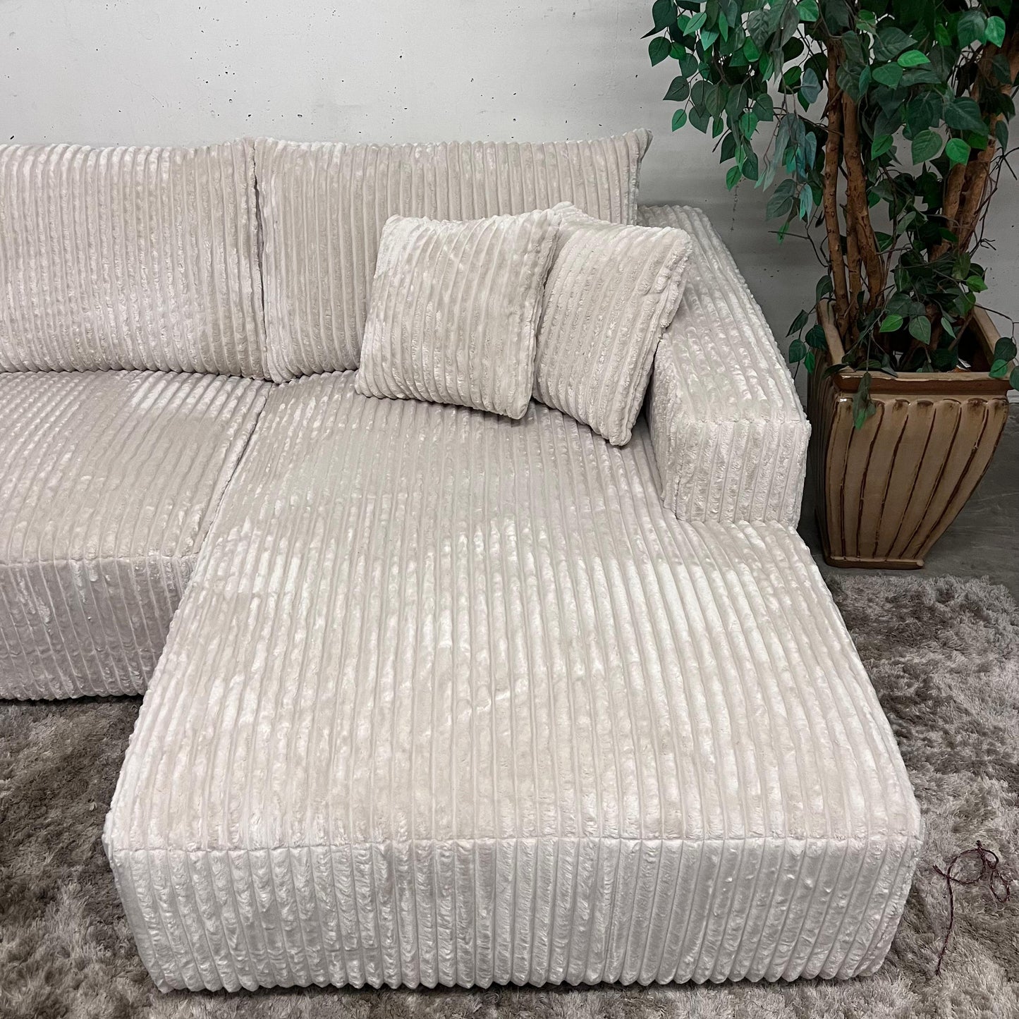 Casa bella thick striped corduroy sectional