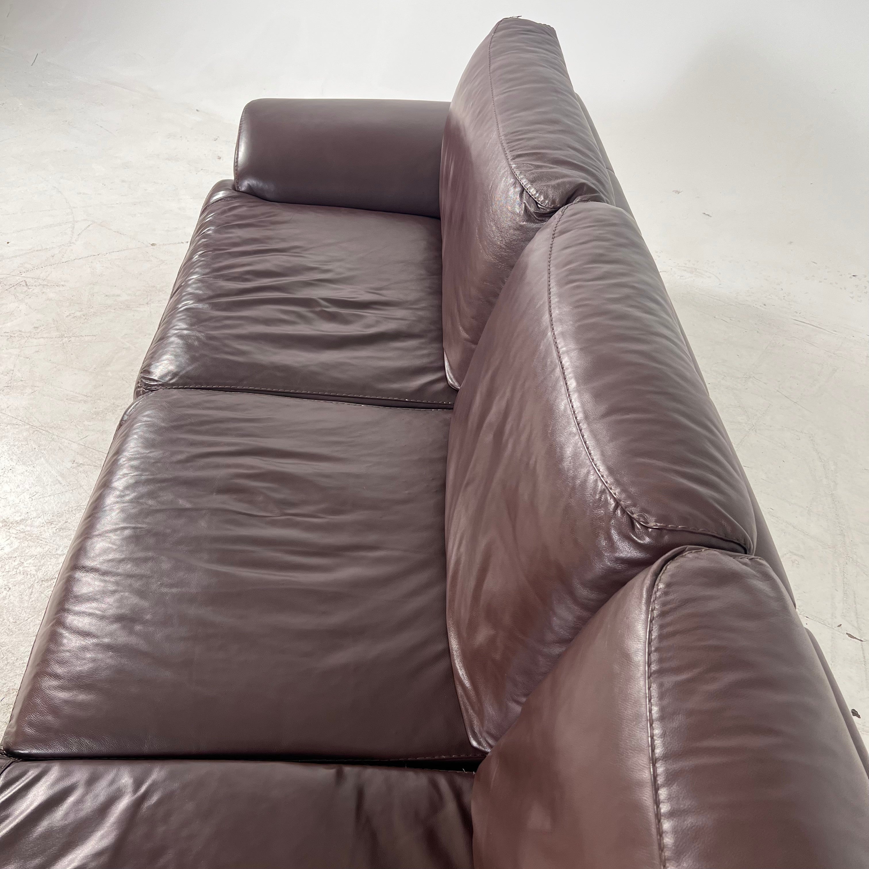 Genuine high end brown leather sectional. L Shaped sofa couch