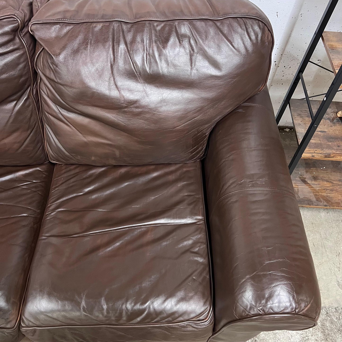 Leather pull out sofa bed.