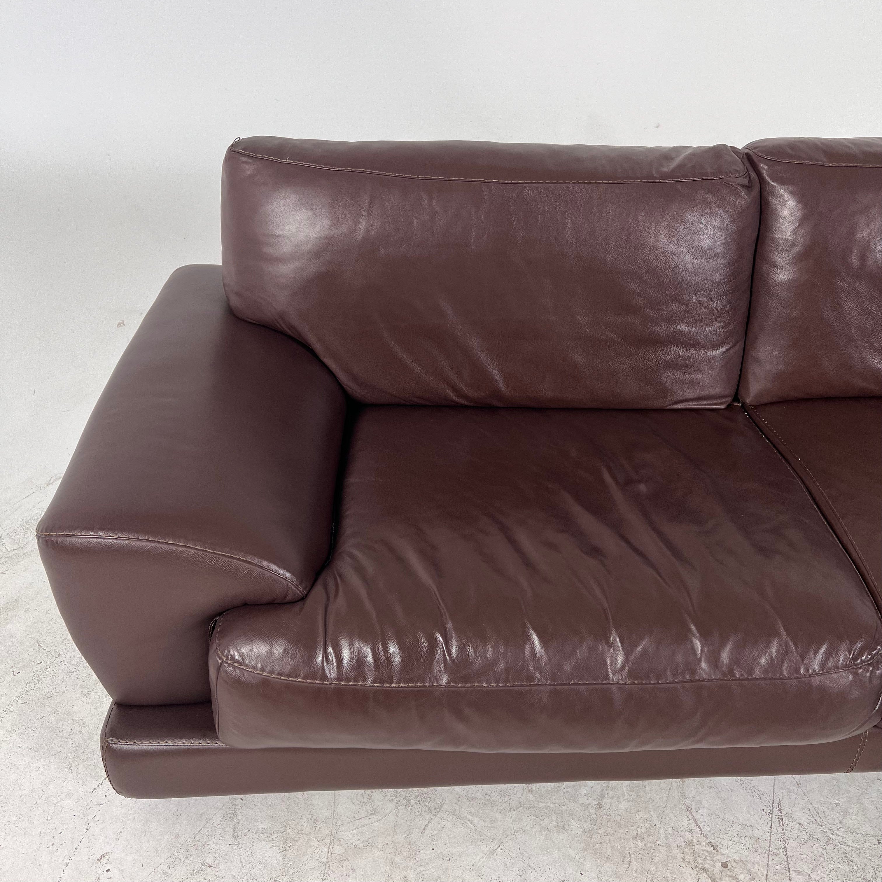 Genuine high end brown leather sectional. L Shaped sofa couch