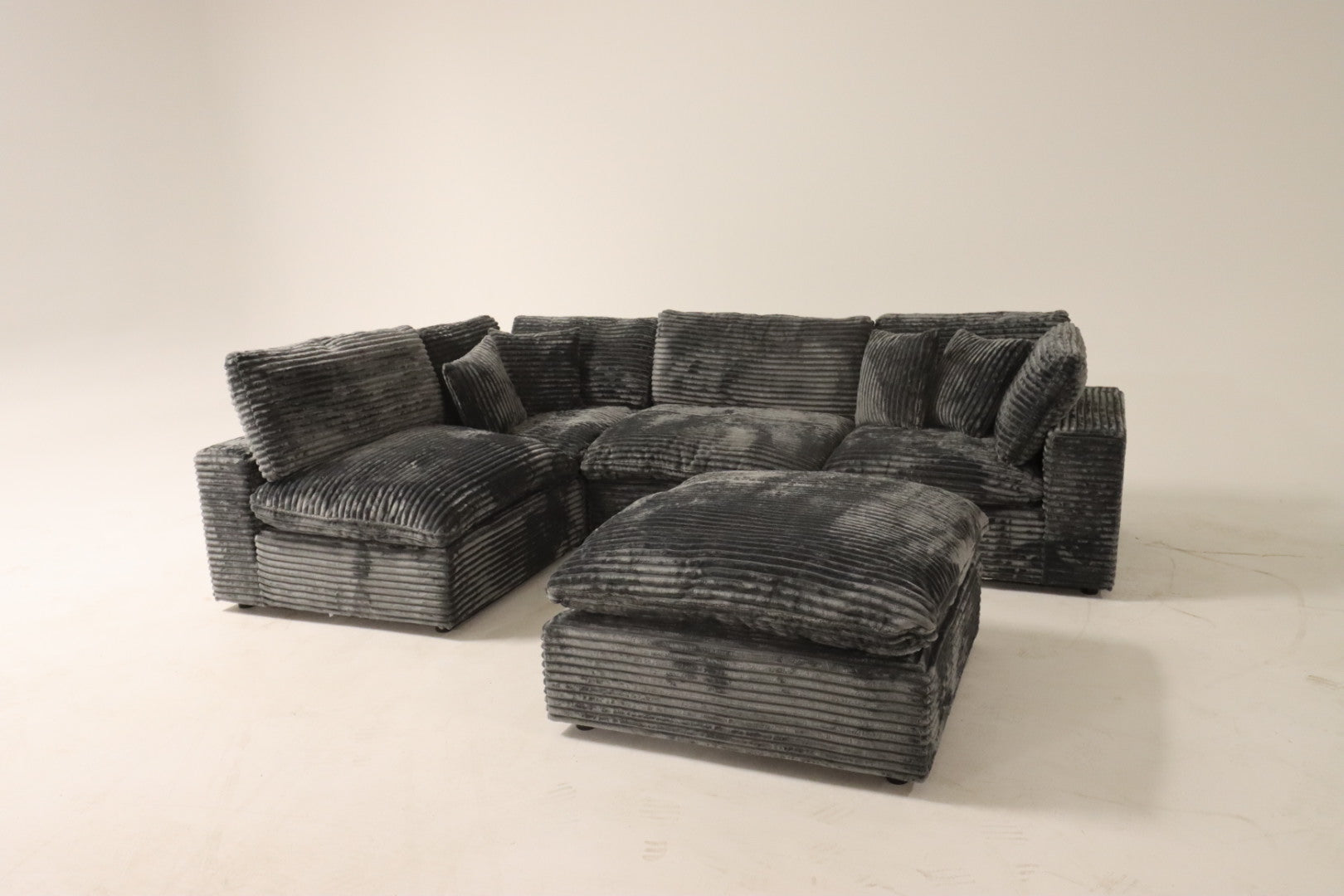 Cloud Modular Sectional – Dark Grey Striped Corduroy