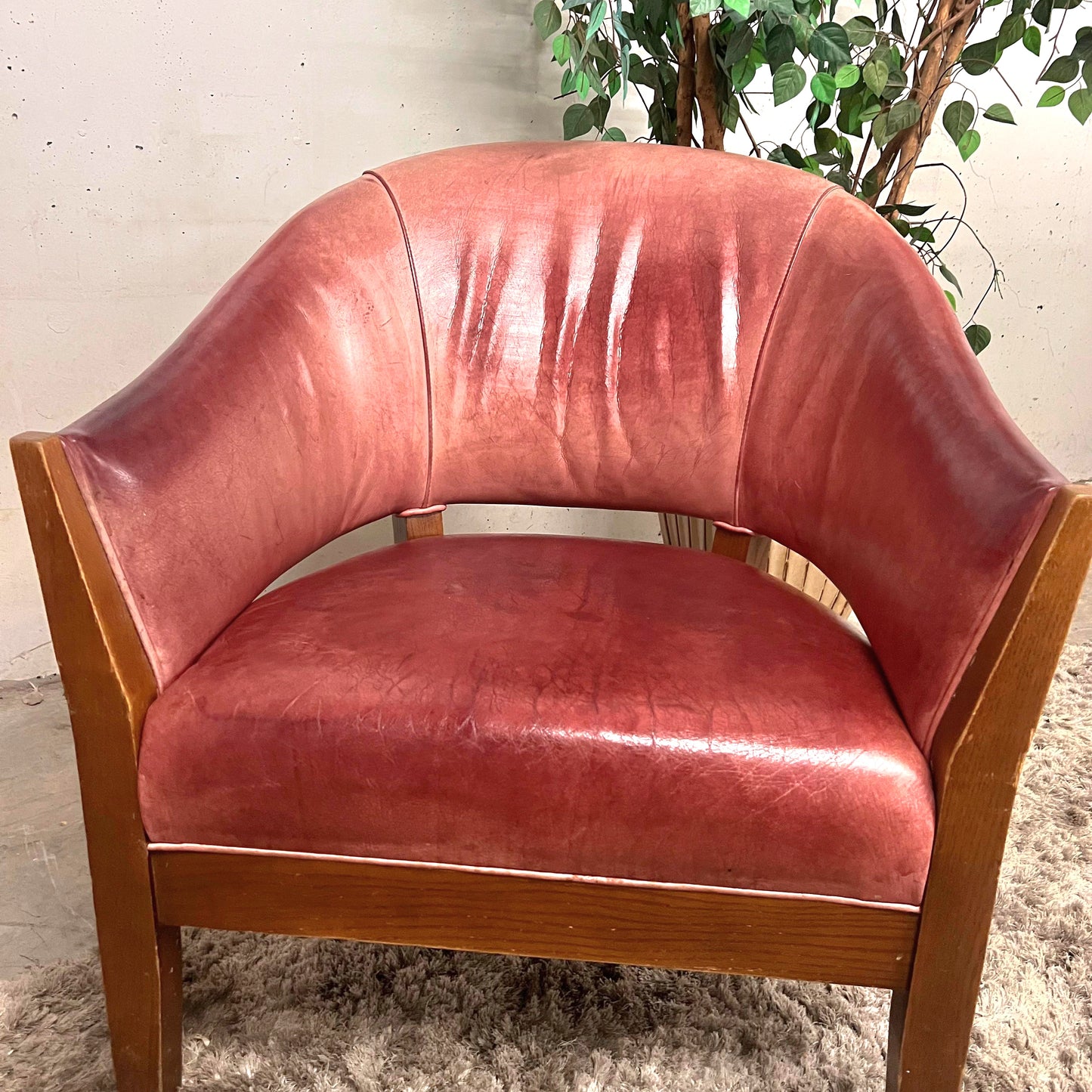 Mitchell Gold + Bob Williams full leather armchairs. Vintage accent Chairs.