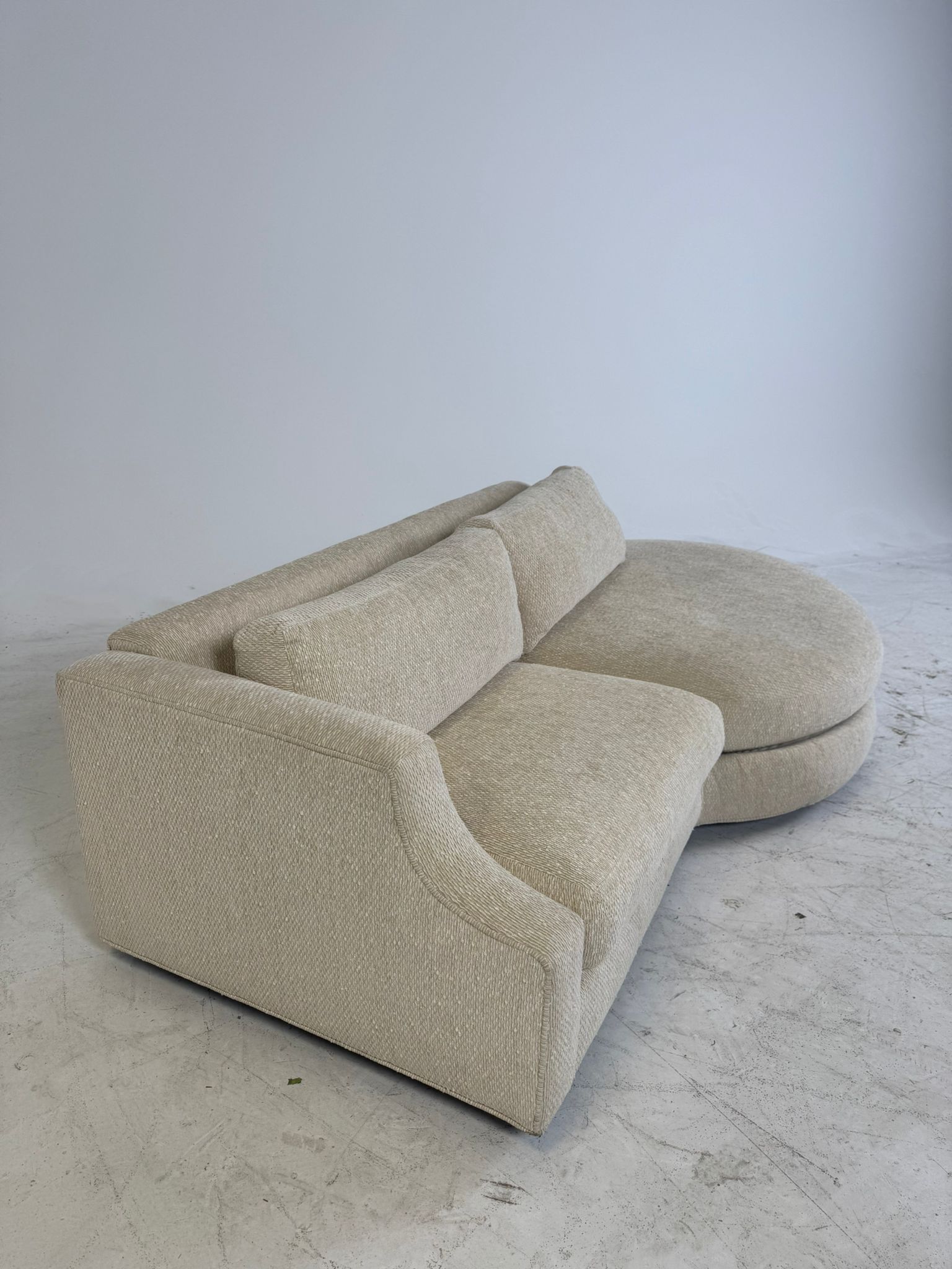 Thayer Coggin Inc. Custom made sectional. Bouclè sofa couch.
