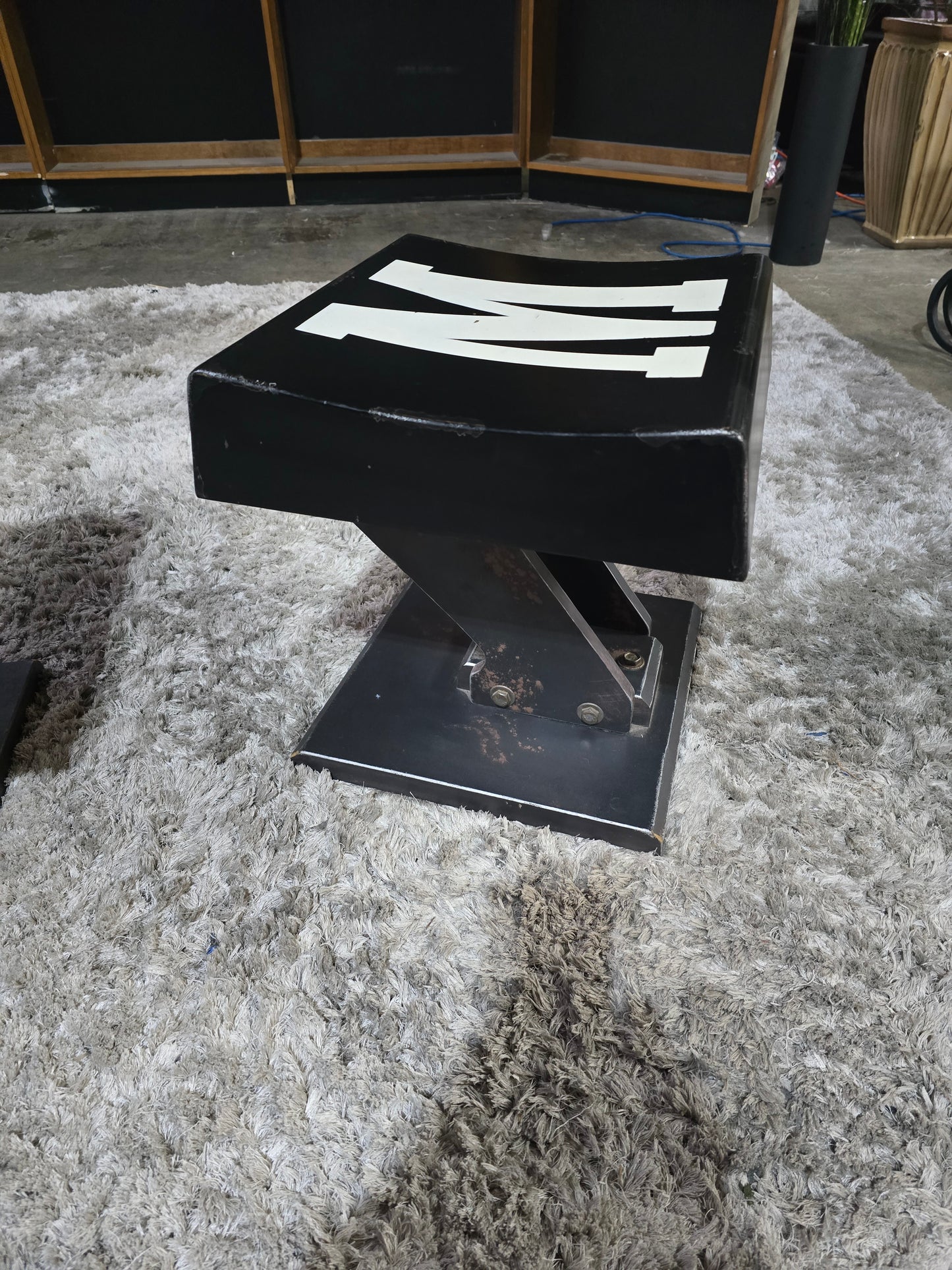 2 distressed stools Rh style