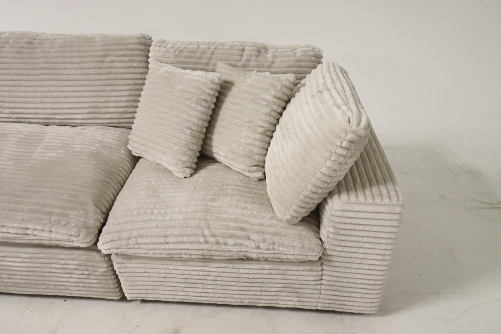 Cloud Modular Sectional – Beige Striped Corduroy