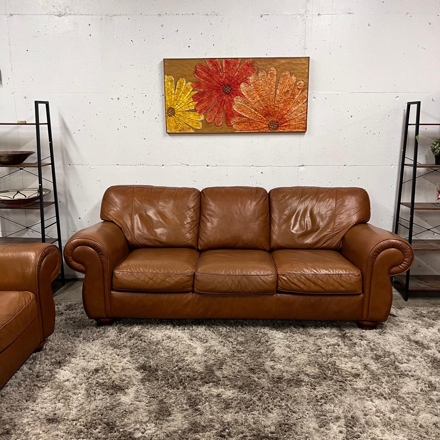 Lane furniture cognac sofa set.