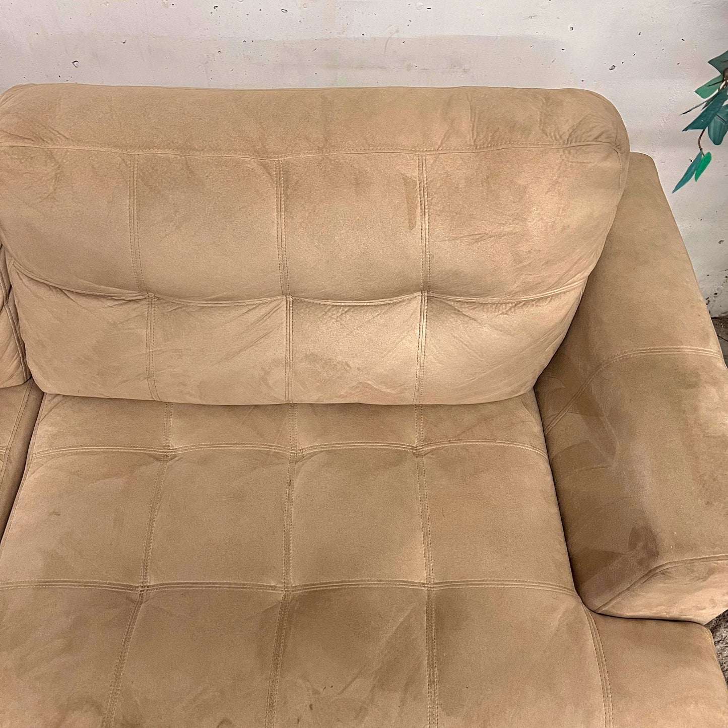 Suede sofa couch from the brick