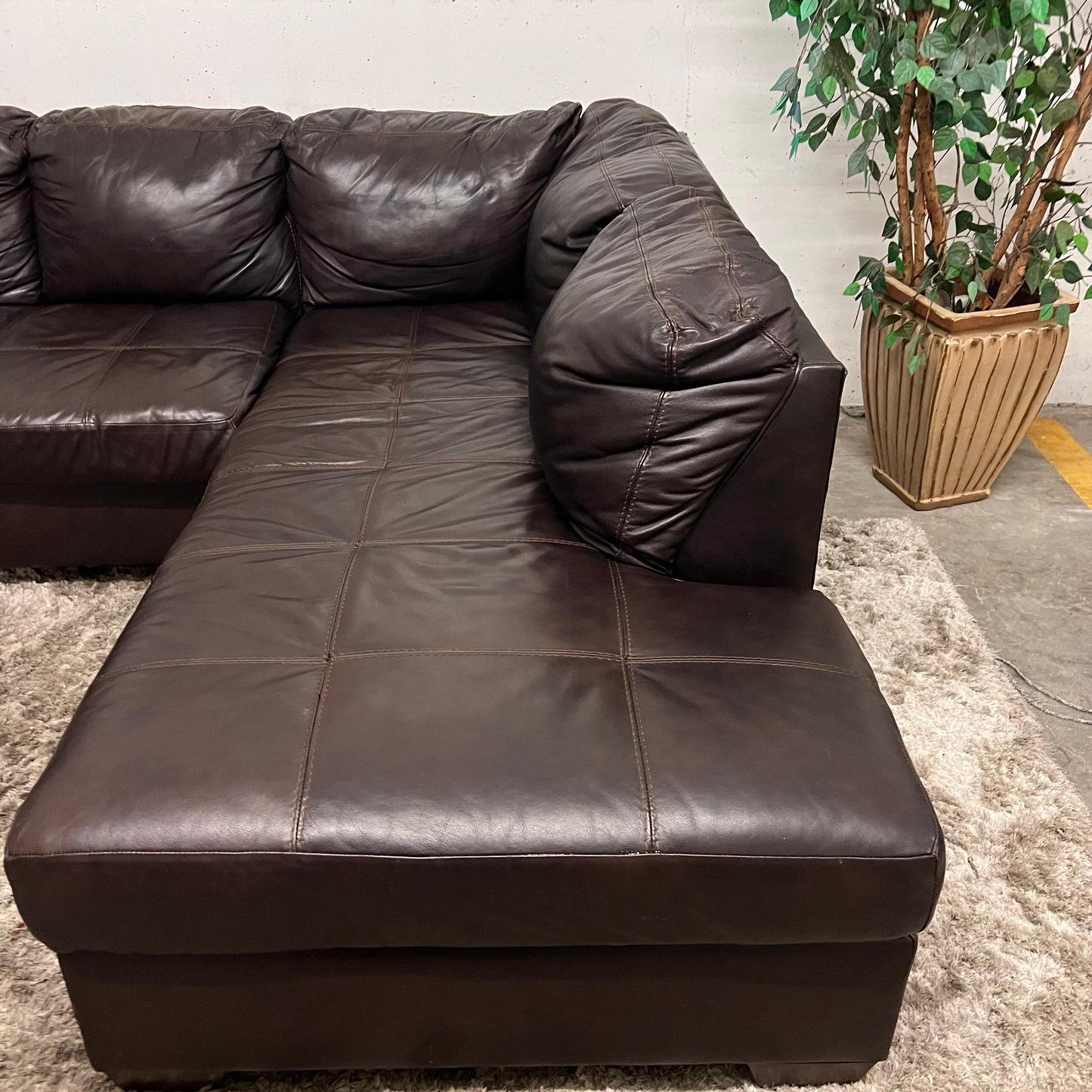 Jag's Furniture Real leather sectional. L shaped sofa couch.