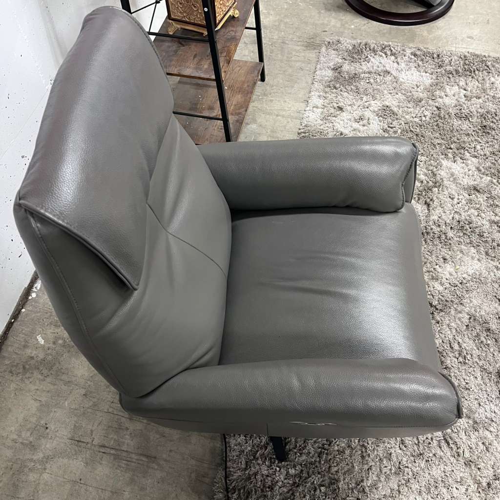 Power leather reclining chair. Real leather armchair.