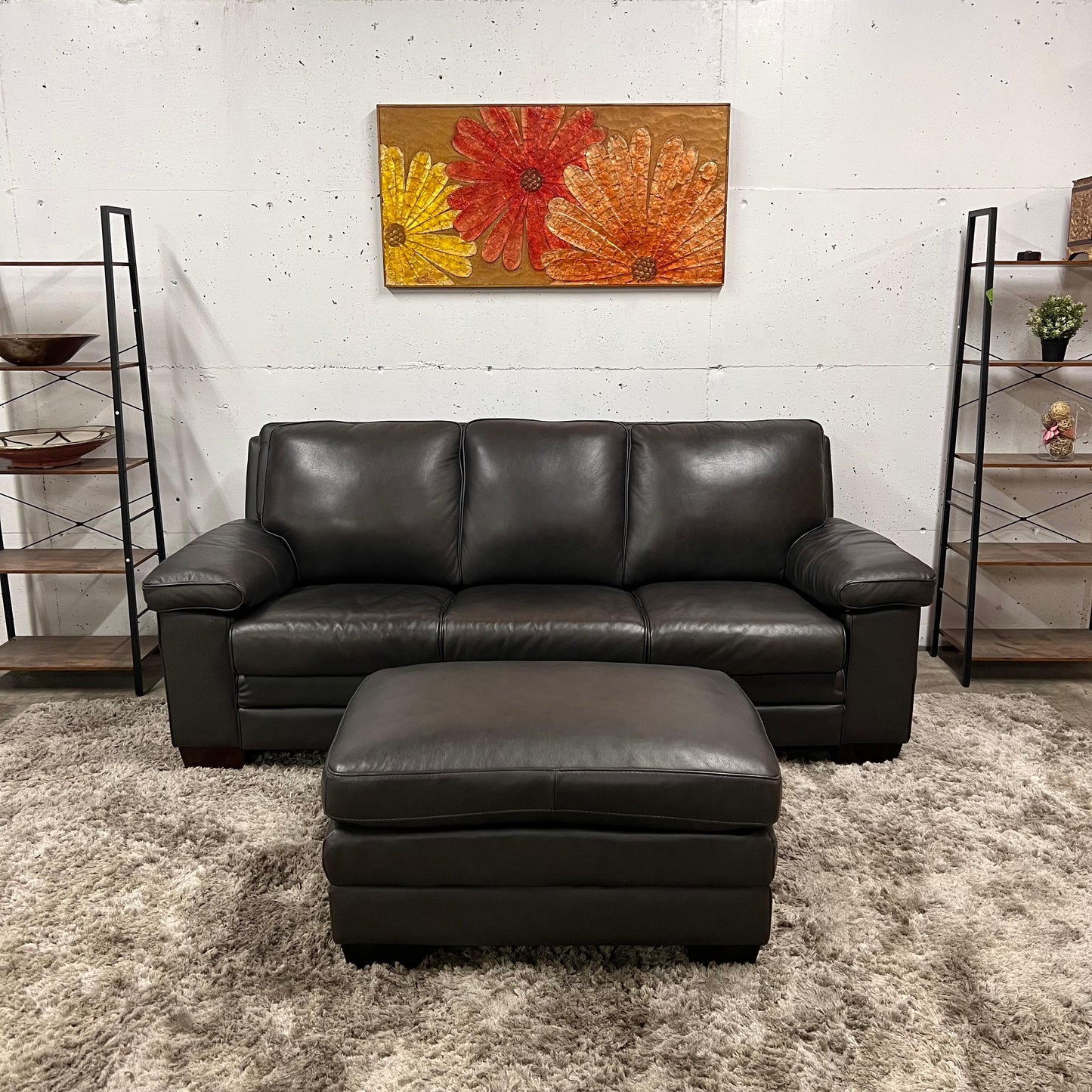 Amax leather sofa and matching ottoman