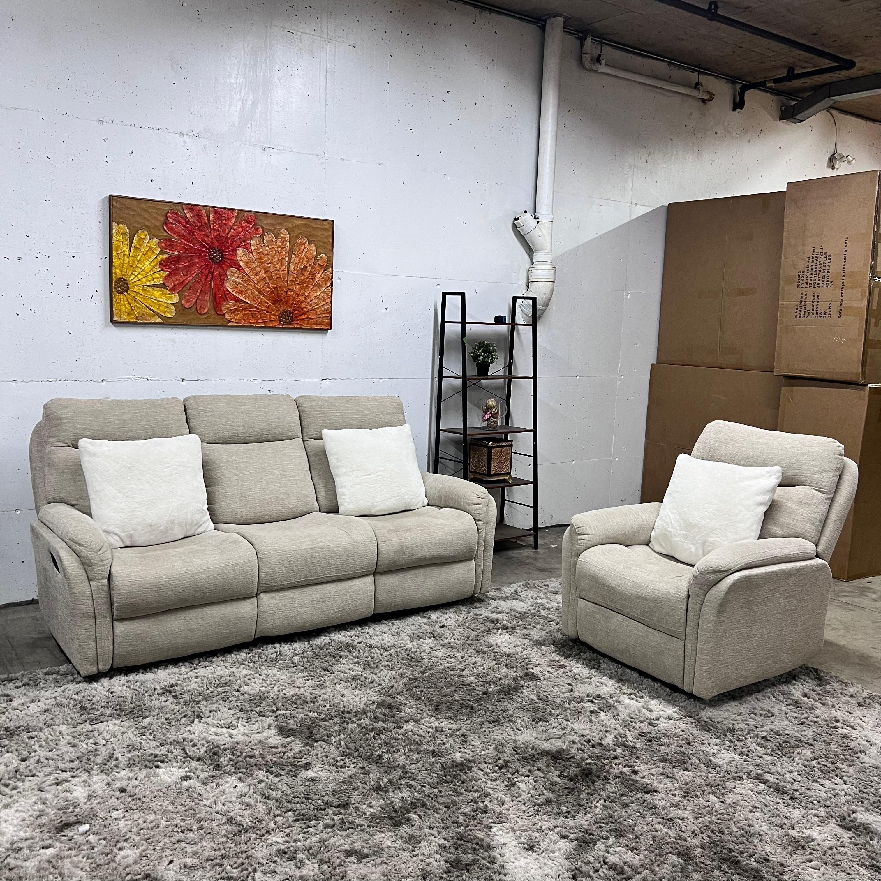 Manual recliner couch set from the brick. 3+1 sofa and armchair.