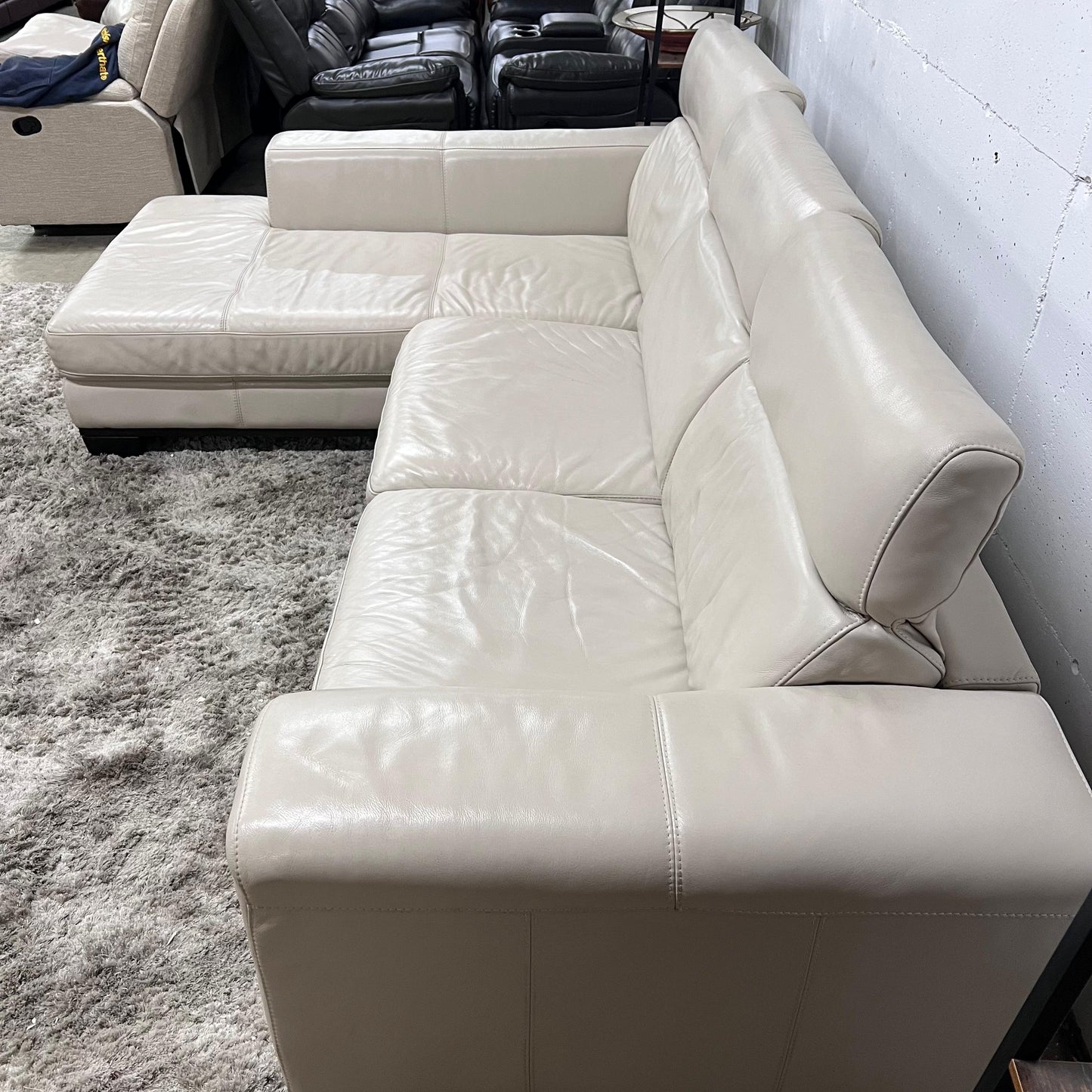 Italian leather sectional.