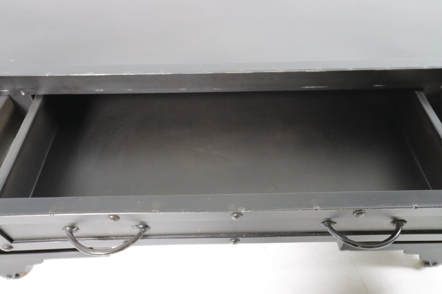 Restoration hardware iron bolt desk. Metal computer desk