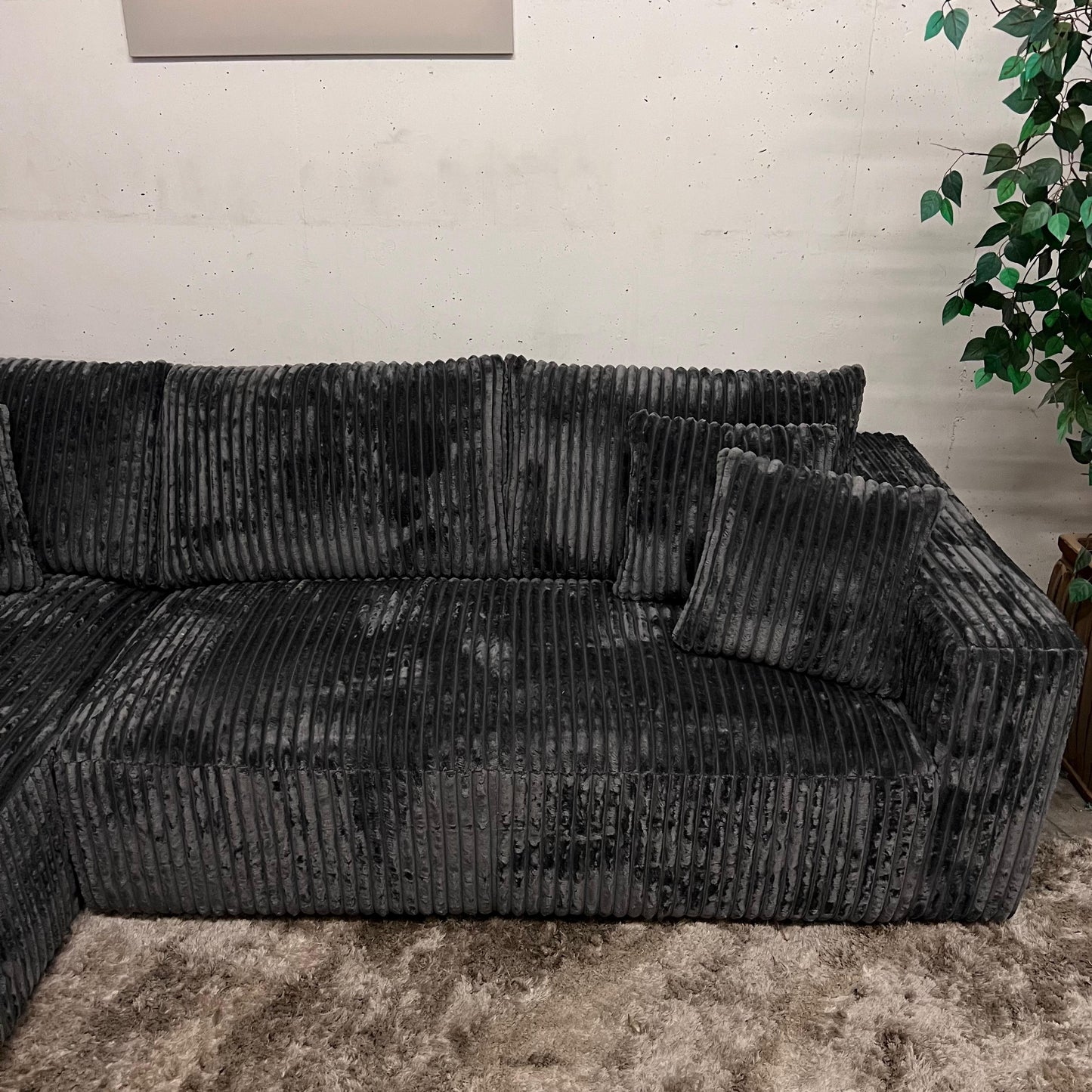 Casa Bella Italian sectional. Thick striped Corduroy