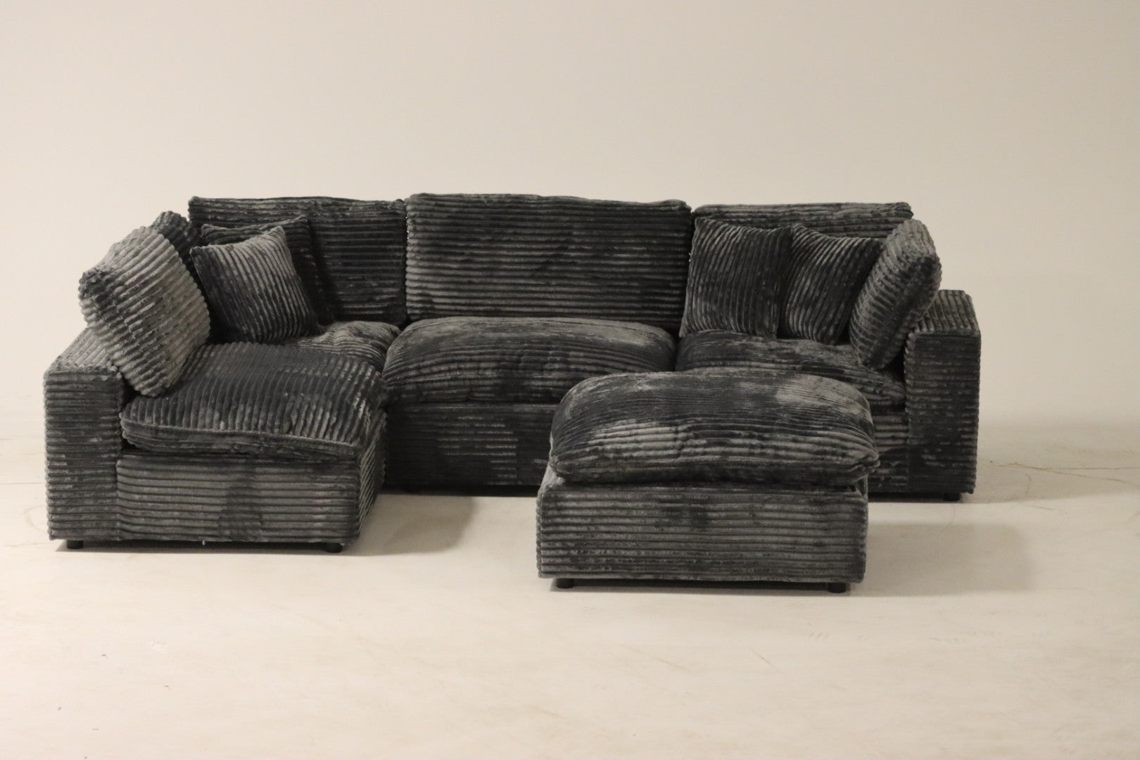 Cloud Modular Sectional – Dark Grey Striped Corduroy