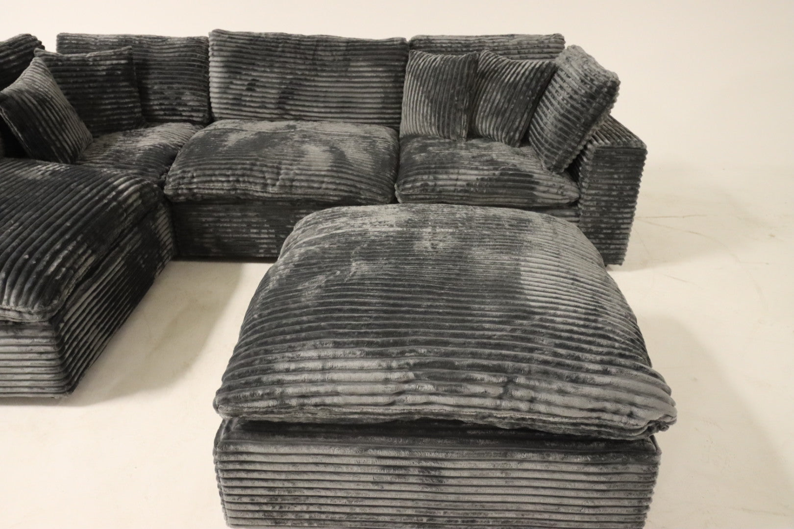 Cloud Modular Sectional – Dark Grey Striped Corduroy