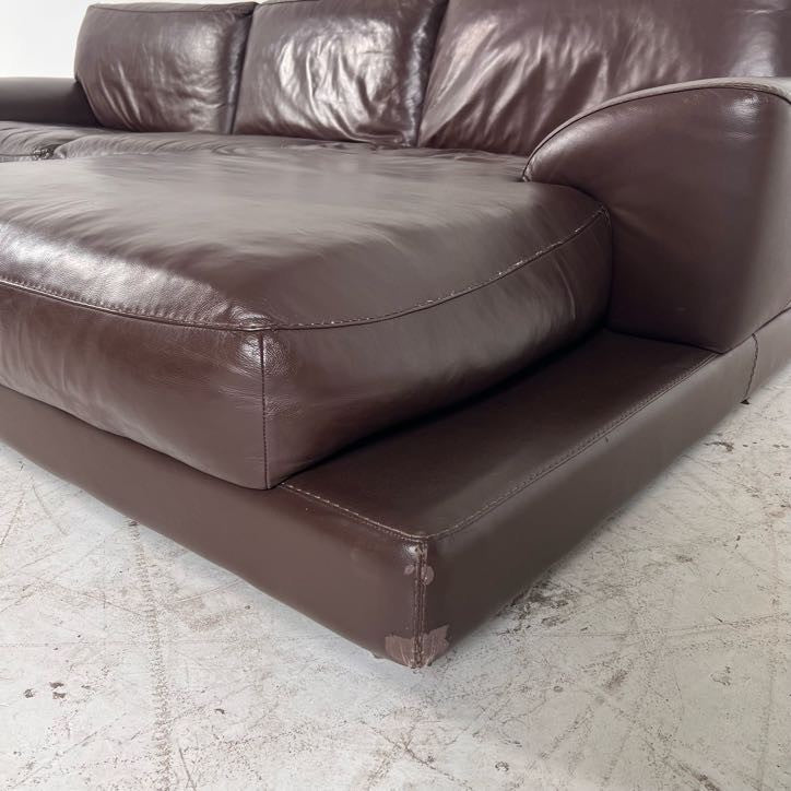 Genuine high end brown leather sectional. L Shaped sofa couch